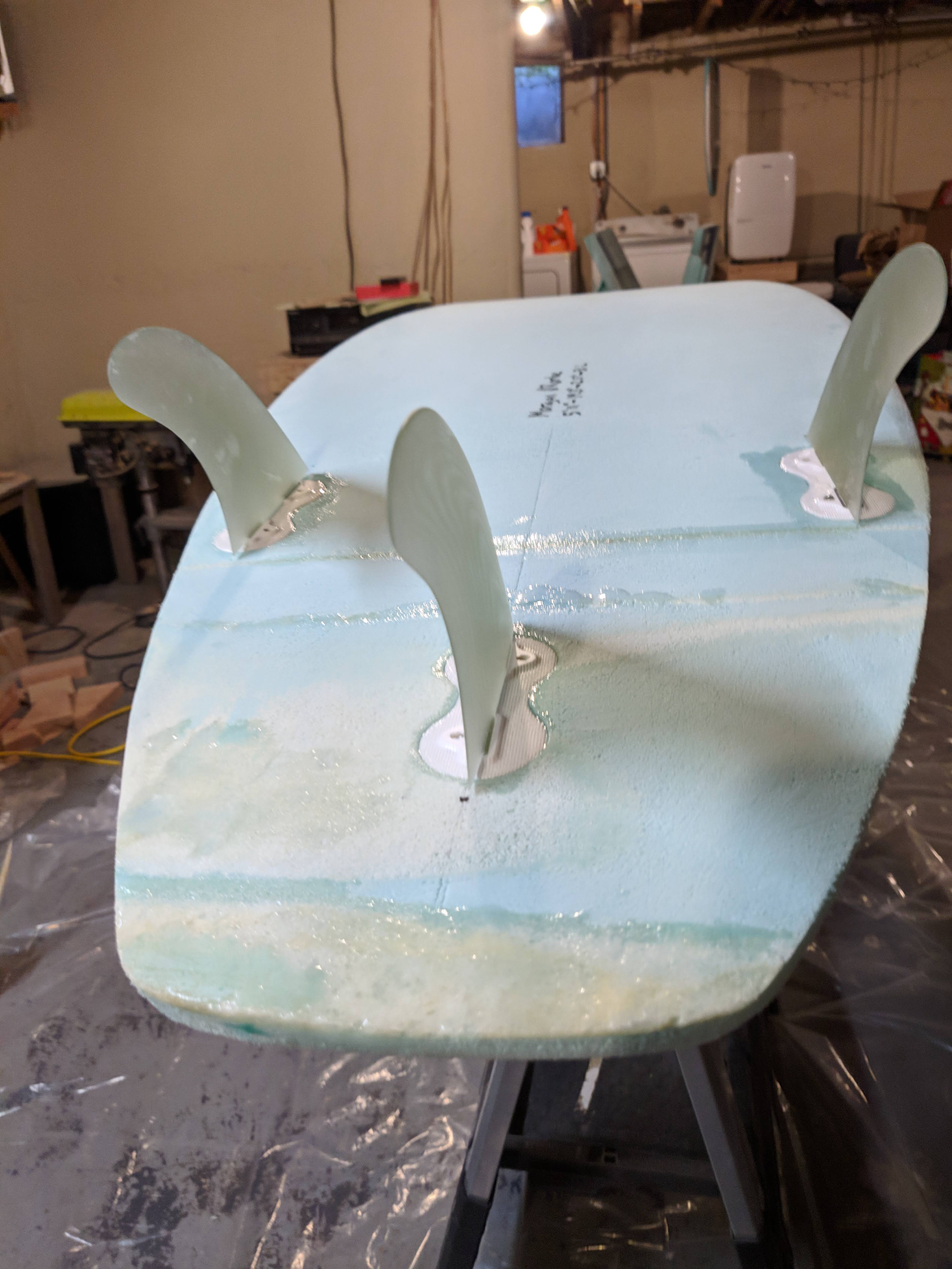 Fins and glue spots in tail